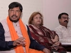 Union minister Ramdas Athawale addressing the media at PAU in Ludhiana on Friday. (Gurpreet Singh/HT) Union minister Ramdas Athawale addressing the media at PAU in Ludhiana on Friday. (Gurpreet Singh/HT)