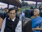 A video showed the union ministers and CMs, including Amit Shah, Kiren Rijiju, Yogi Adityanath, Nirmala Sitharaman and Rekha Gupta.(X/ @kirenrijiju via PTI)