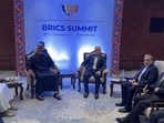 Iran's President Masoud Pezeshkian “held a meeting and talks” with United Arab Emirates Crown Prince Sheikh Khaled bin Mohamed bin Zayed Al Nahyan on the sidelines of the BRICS summit.(X/ @Iran_in_India)