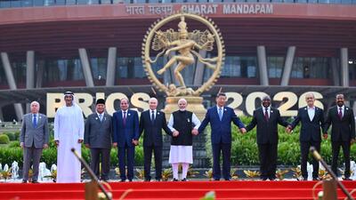 Brics leaders pose for a family photograph during the 18th Brics Summit in New Delhi, India, on Saturday. (PMO) Brics leaders pose for a family photograph during the 18th Brics Summit in New Delhi, India, on Saturday. (PMO)