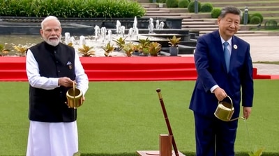 Prime Minister Narendra Modi with Chinese President Xi Jinping during a joint tree plantation initiative amid the ongoing 18th BRICS Summit, at the Bharat Mandapam, in New Delhi. (YouTube/@NarendraModi) Prime Minister Narendra Modi with Chinese President Xi Jinping during a joint tree plantation initiative amid the ongoing 18th BRICS Summit, at the Bharat Mandapam, in New Delhi. (YouTube/@NarendraModi)