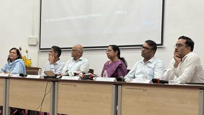 V Radha, additional chief secretary, general administration department (services) and chairperson of the high-level task force (centre) at Savitribai Phule Pune University on Saturday. MPSC is set to introduce major changes across the exam process, from question-paper setting and printing to transportation and distribution, in a bid to prevent paper leaks. (HT) V Radha, additional chief secretary, general administration department (services) and chairperson of the high-level task force (centre) at Savitribai Phule Pune University on Saturday. MPSC is set to introduce major changes across the exam process, from question-paper setting and printing to transportation and distribution, in a bid to prevent paper leaks. (HT)