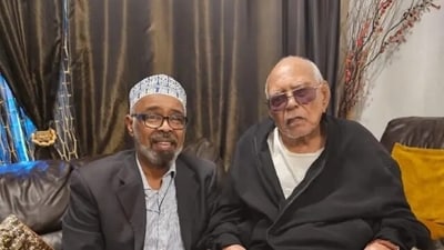 Ayanle (L), pictured with his uncle in London on November 2, 2024, currently resides on a tranquil street in a suburb of Columbus. (Ayanle/.Facebook)