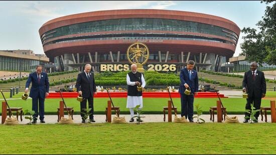 The New Delhi Declaration was adopted on the first day of the Brics Summit on Saturday. (AP)