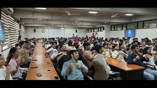 The resource persons engaged students and faculty members in various activities aimed at promoting physical vitality, mental relaxation and emotional well-being. (HT Photo)