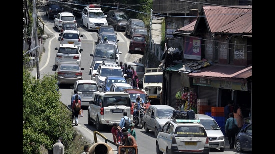 The widening is necessitated in wake of the vehicular rush witnessed by Shimla. (Deepak Sansta/HT)