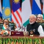 ব্রিকসের মঞ্চে ভারতের তিন মাস্টারমাইন্ড - প্রধানমন্ত্রী নরেন্দ্র মোদী, বিদেশমন্ত্রী এস জয়শংকর এবং জাতীয় নিরাপত্তা উপদেষ্টা অজিত ডোভাল। (ছবি সৌজন্যে এএনআই)