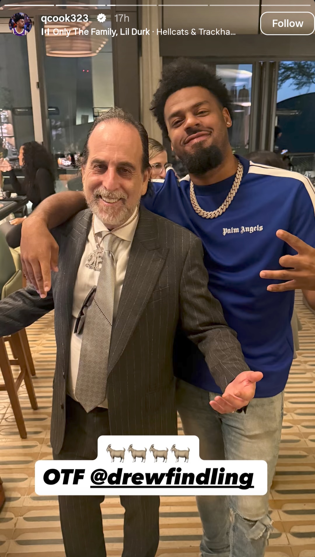 Quinn Cook and Drew Findley with the OTF chain. (Quinn Cook/ Instagram) Quinn Cook and Drew Findley with the OTF chain. (Quinn Cook/ Instagram)