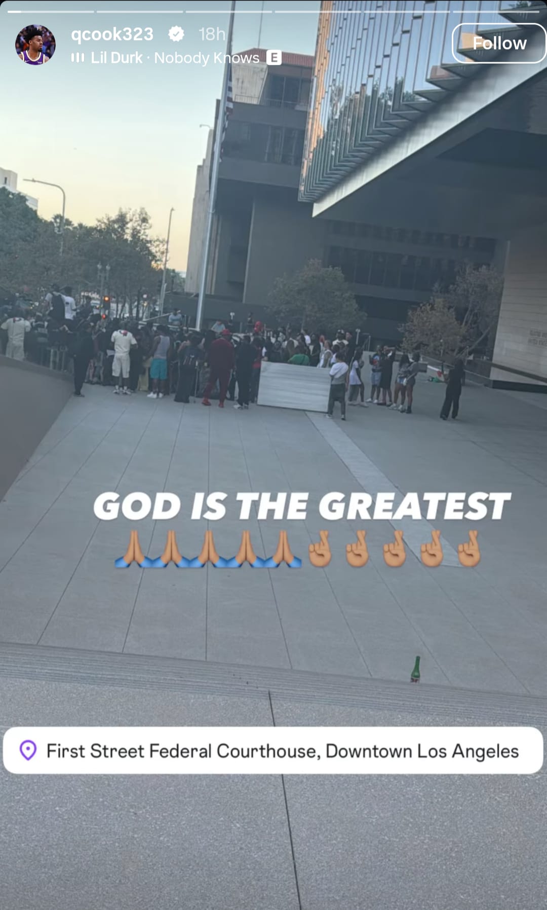 Quinn Cook's story after the Lil Durk verdict. (Quinn Cook/ Instagram) Quinn Cook's story after the Lil Durk verdict. (Quinn Cook/ Instagram)
