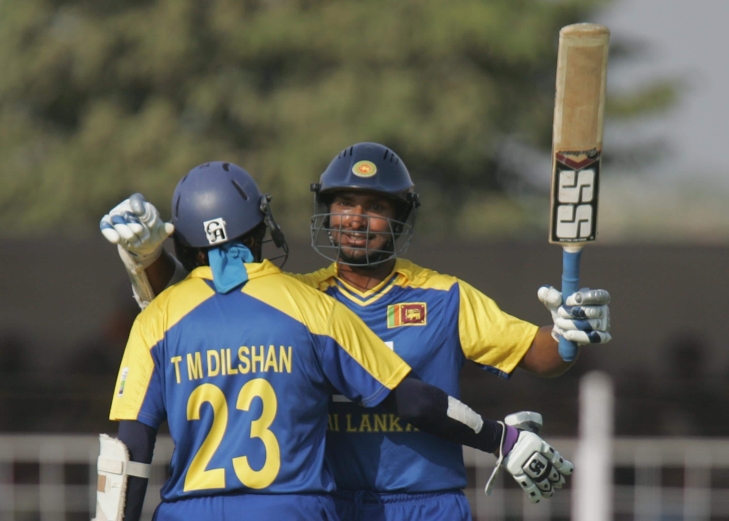 Kumar Sangakkara and Thilakaratne Dilshan nearly took the game away from India. (X Images)