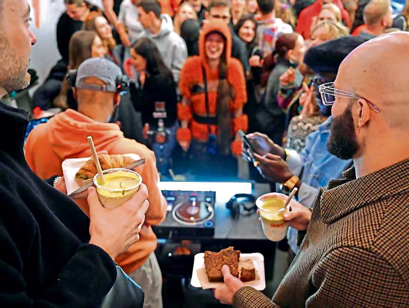 A morning coffee rave in Berlin this year. On offer at these events are matcha drinks, coffee, cake and croissants, usually a DJ, and electronic music. (Getty Images) A morning coffee rave in Berlin this year. On offer at these events are matcha drinks, coffee, cake and croissants, usually a DJ, and electronic music. (Getty Images)