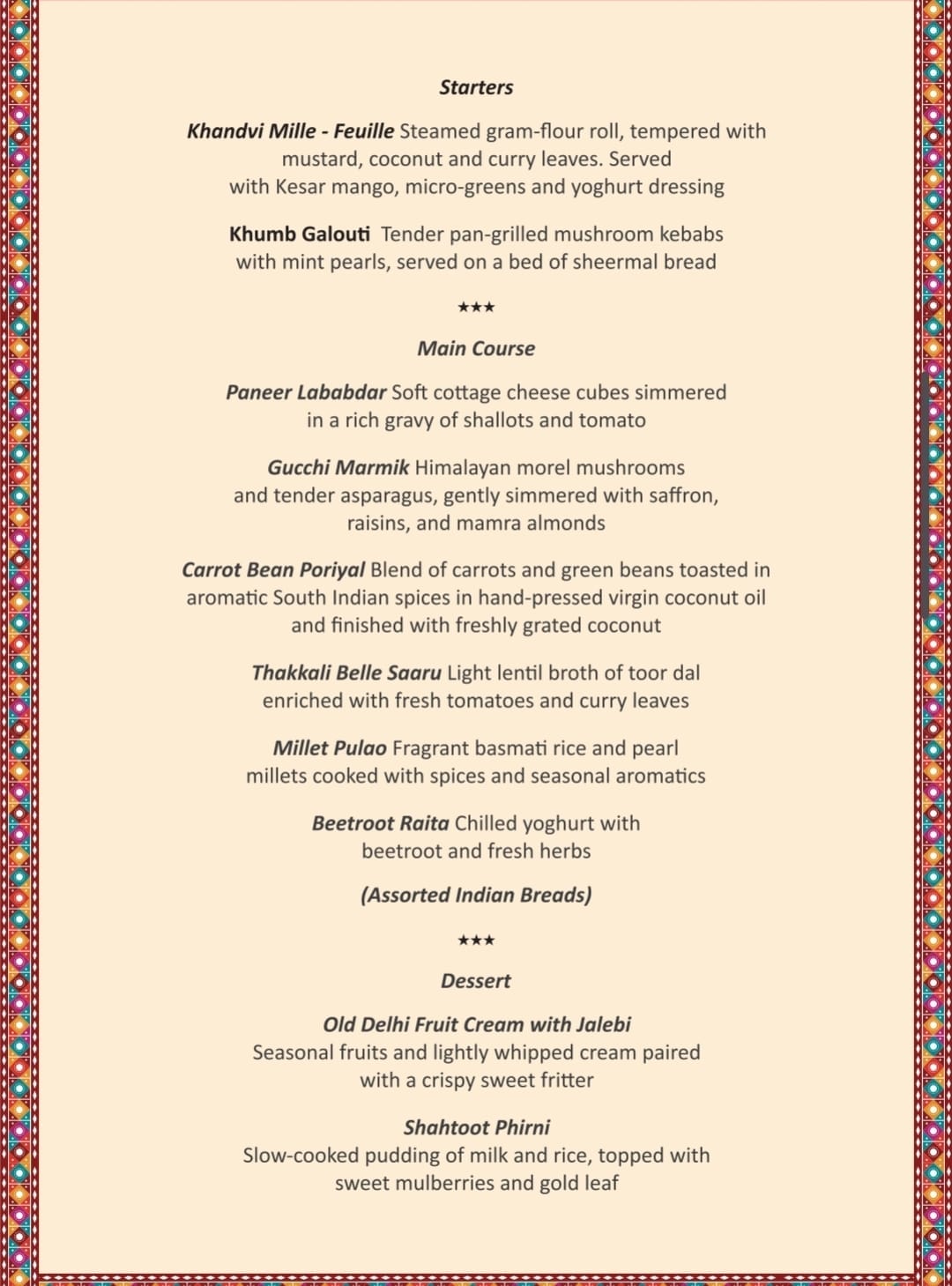 Gala dinner menu Gala dinner menu