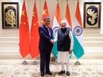 India’s Prime Minister Narendra Modi shakes hands with Chinese President Xi Jinping on the sidelines of the BRICS Summit in New Delh(via REUITERS)