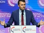Turning Point USA Founder Charlie Kirk speaks during a campaign rally, Oct. 24, 2024, in Las Vegas.(AP)
