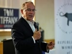 Congressman Tom Tiffany of Wisconsin suffered minor injuries after an emergency water landing in Lake Wausau(AP Photo/Nam Y. Huh)