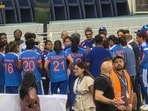The Indian women's team during the fielding medal presentation.(X Images)