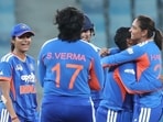 Indian players celebrate during the women’s Asia Cup final against Sri Lanka in Dubai. (BCCI) Indian players celebrate during the women’s Asia Cup final against Sri Lanka in Dubai. (BCCI)
