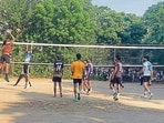 Players in action during the tournament in Ludhiana on Sunday. (HT Photo)