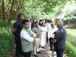 Ram (L) appreciated the use of natural features at the site and asked officials to explore similar green and recreational spaces on available civic land. (HT)