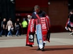 Merchandise for sale outside Old Trafford before the Manchester Derby(REUTERS)