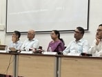 V Radha, additional chief secretary, general administration department (services) and chairperson of the high-level task force (centre) at Savitribai Phule Pune University on Saturday. MPSC is set to introduce major changes across the exam process, from question-paper setting and printing to transportation and distribution, in a bid to prevent paper leaks. (HT)