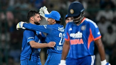 Sanju Samson departed early in India's pursuit of 157. (AFP)