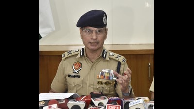 DGP Yadav said preliminary investigation revealed that the consignment of weapons and ammunition was smuggled from across the border via drones. (Sameer Sehgal/HT) DGP Yadav said preliminary investigation revealed that the consignment of weapons and ammunition was smuggled from across the border via drones. (Sameer Sehgal/HT)