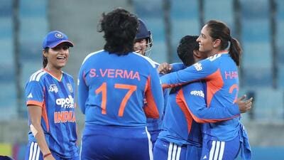 Indian players celebrate during the women’s Asia Cup final against Sri Lanka in Dubai. (BCCI) Indian players celebrate during the women’s Asia Cup final against Sri Lanka in Dubai. (BCCI)