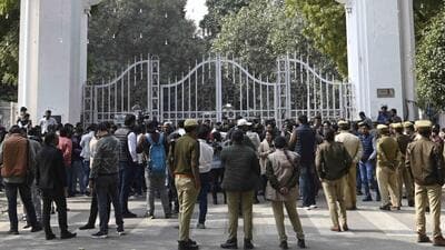 Lucknow, India January 27, 2026: Students of Lucknow University stage a Protest against UGC ACT at the gate no.1 of Lucknow University, Uttar Pradesh, India on Tuesday, January 27, 2026. (Photo by Deepak Gupta/Hindustan Times)