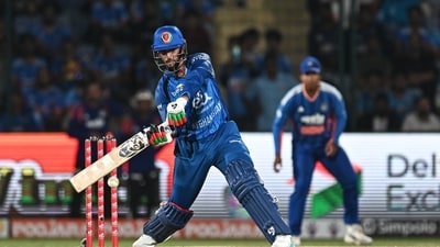 Azmatullah Omarzai formed an 83-run partnership with Mohammad Nabi to bring Afghanistan back and then remained unbeaten on 64, guiding the team's total to 156. (Hindustan Times)