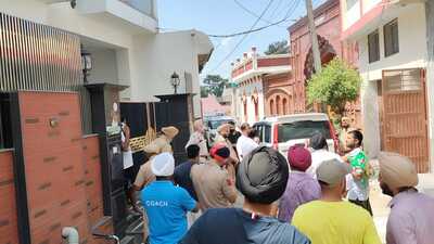 Three motorcycle-borne masked men allegedly opened fire at the residence of Punjabi singer Gulab Sidhu in Barnala’s Pharwahi village past Saturday midnight. (HT Photo)