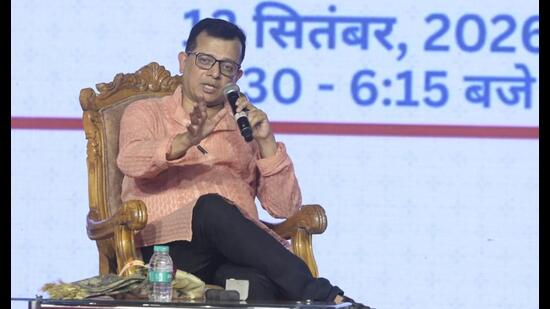 Additional chief secretary basic and secondary education, UP, and author Partha Sarthi Sen Sharma at the Gomti Book Festival on Sunday. (Sourced)