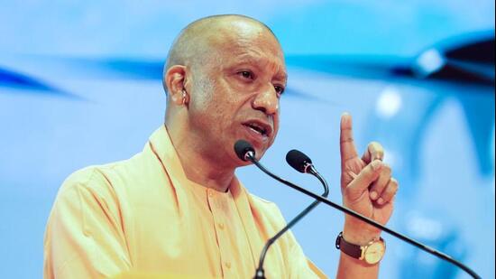 Chief minister Yogi Adityanath at the foundation day of Ram Manohar Lohia Institute of Medical Sciences in Lucknow on Sunday. (ANI PHOTO)