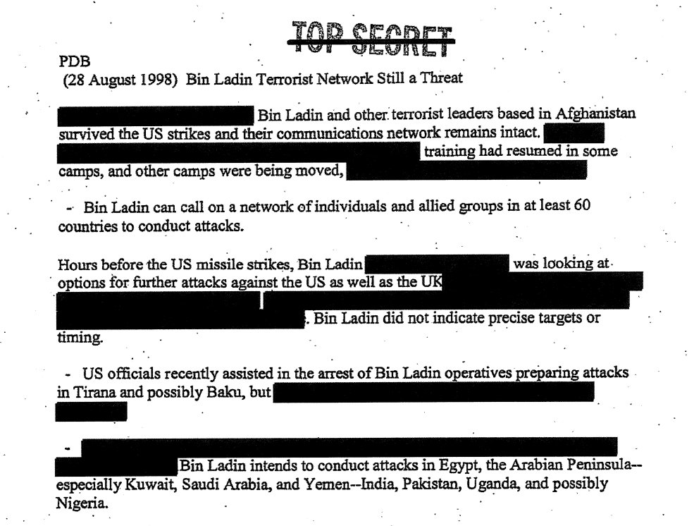CIA released dozens of declassified documents on bin Laden prior to 9/11 (CIA) CIA released dozens of declassified documents on bin Laden prior to 9/11 (CIA)