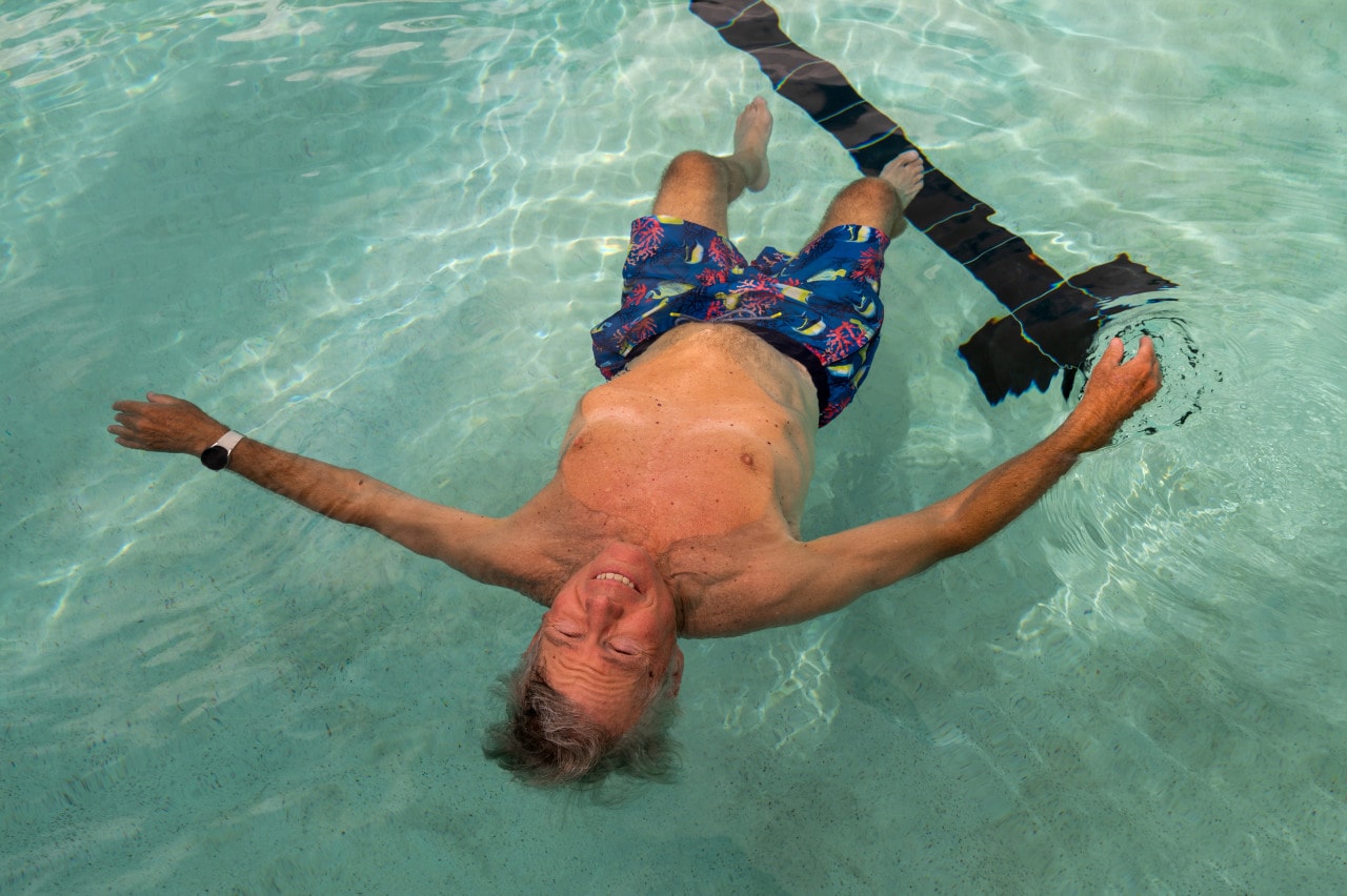 Beck floating in the pool in Lakewood Ranch, Fla. Beck floating in the pool in Lakewood Ranch, Fla.