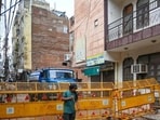 A five-storey building in Satya Niketan collapsed last Sunday, killing at least seven people and injuring five others. (HT photo)