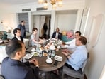 Lok Sabha LoP Rahul Gandhi, along with Congress General Secretary Priyanka Gandhi Vadra, meets the Prime Minister of Malaysia, Anwar Ibrahim, for a breakfast meeting, in New Delhi on Sunday.