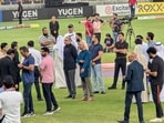 The Indian team refused to accept the trophy from Mohsin Naqvi. 