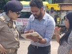 Lucknow traffic police officials inspect locations suggested by citizens through the QR-based ‘Sahbhagita’ initiative on Monday. (Sourced)