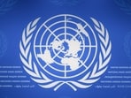 This photograph shows a logo of the United Nations (UN) at their offices in Geneva, on September 3, 2026. 
