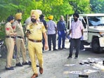 Police personnel on the spot after the encounter.