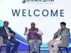 Suraksha Group plans to invest nearly  <span class='webrupee'>₹</span>3,000 crore to complete and hand over 20,000 Jaypee homes by 2028. (From left) Abhijit Gohil, CEO, Jaypee Infratech Limited; Sudhir Valia, promoter, Suraksha Group; and Jash Panchamia, executive director, Jaypee Infratech Limited. 