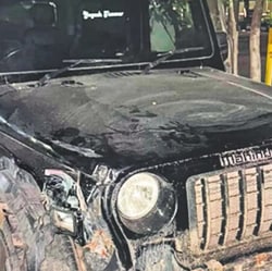 The accused driver abandoned the damaged SUV and fled the sight of  the accident.