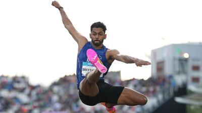 M Sreeshankar during the men's long jump final at the Commonwealth Games in Glasgow. (AP Photo) M Sreeshankar during the men's long jump final at the Commonwealth Games in Glasgow. (AP Photo)