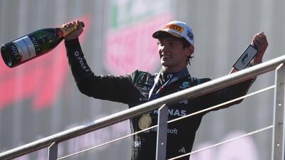 Mercedes driver Andrea Kimi Antonelli celebrates after winning the Spanish Formula One Grand Prix race in Madrid. (AP Photo/Manu Fernandez) Mercedes driver Andrea Kimi Antonelli celebrates after winning the Spanish Formula One Grand Prix race in Madrid. (AP Photo/Manu Fernandez)
