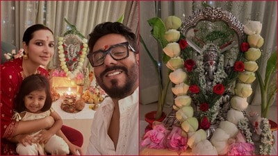 রাজ-শুভশ্রীর বাড়ির গণেশ পুজো। লাইমলাইট কাড়ল ইয়ালিনি।