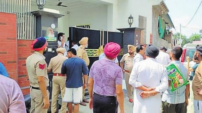 Three motorcycle-borne masked men opened fire at the house of Punjabi singer Gulab Sidhu in Barnala’s Pharwahi village. (HT Photo)