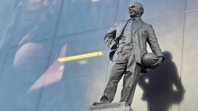 Sir Matt Busby immortalised at Old Trafford. (Dhiman Sarkar/HT) Sir Matt Busby immortalised at Old Trafford. (Dhiman Sarkar/HT)