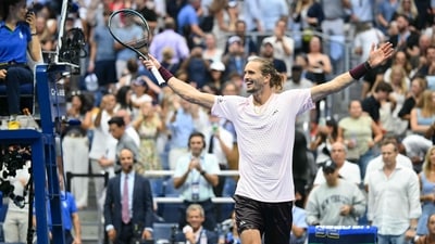 Germany's Alexander Zverev celebrates defeating USA's Ben Shelton in the men's singles final tennis match on day fifteen of the US Open tennis tournament (AFP) Germany's Alexander Zverev celebrates defeating USA's Ben Shelton in the men's singles final tennis match on day fifteen of the US Open tennis tournament (AFP)