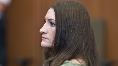 Lindsay Clancy looks on as jurors (out of frame) enter the courtroom during Clancy's murder trial at the Plymouth County Superior Court in Plymouth, Massachusetts, on September 4, 2026. (Photo by Greg Derr / POOL / AFP) (AFP)